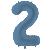 Zahlenballon 0-9 Misty Blau Matt | 86cm