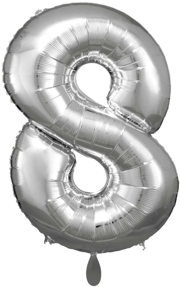 Zahlenballon 0-9 Silber glänzend | 86cm