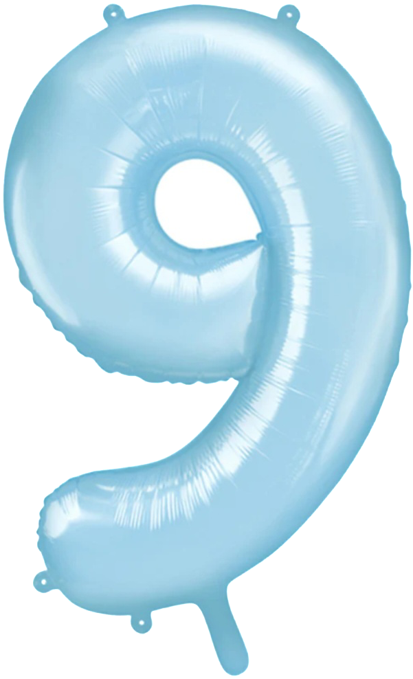 Zahlenballon 0-9 Pastellblau matt | 86cm