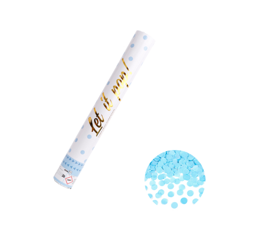 Konfettikanone 40cm | Blau | Papierkonfetti rund