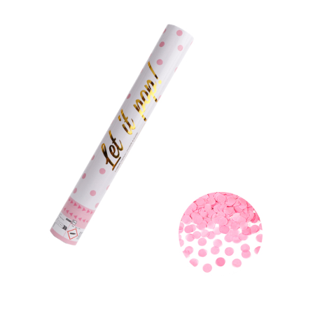 Konfettikanone 40cm | Rosa | Papierkonfetti rund