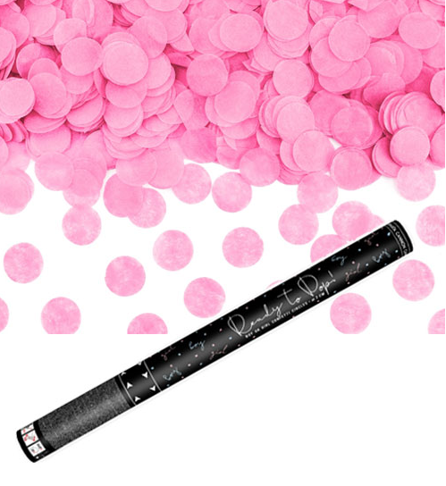 Konfettikanone 60cm | Rosa | Papierkonfetti rund
