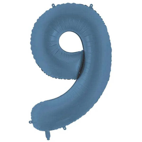 Zahlenballon 0-9 Misty Blau Matt | 86cm