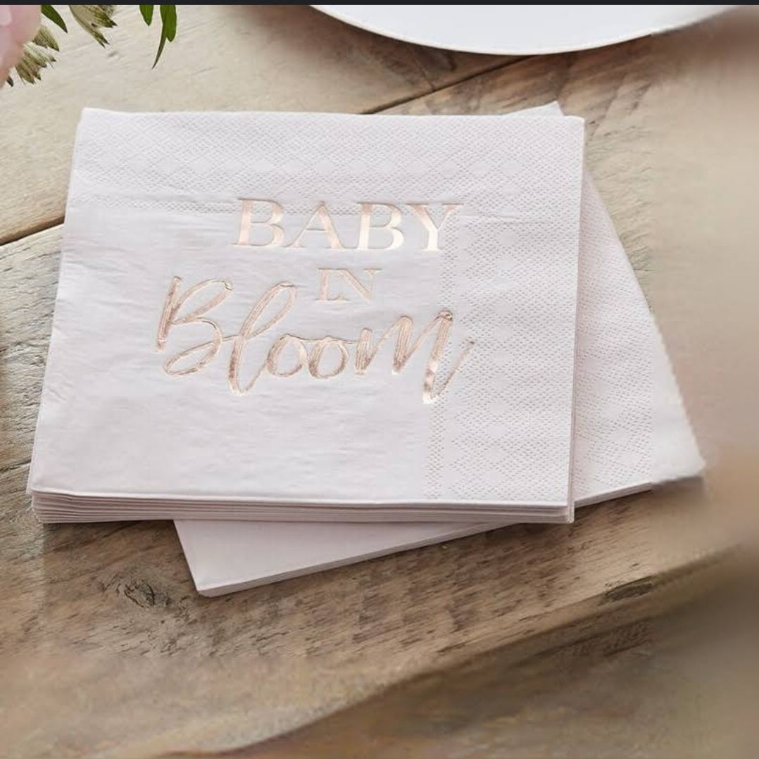 Servietten | 16 Stück | Baby in Bloom | Roségold