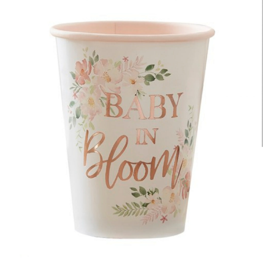 Pappbecher | 8 Stück | Baby in Bloom | Roségold