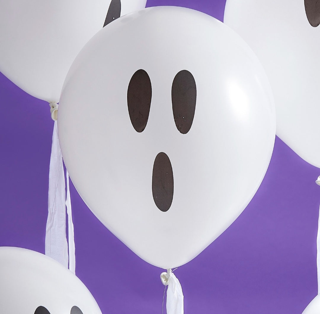 Geisterballon-Set 10er Pack 12" | 30cm | inkl. weiße Bänder