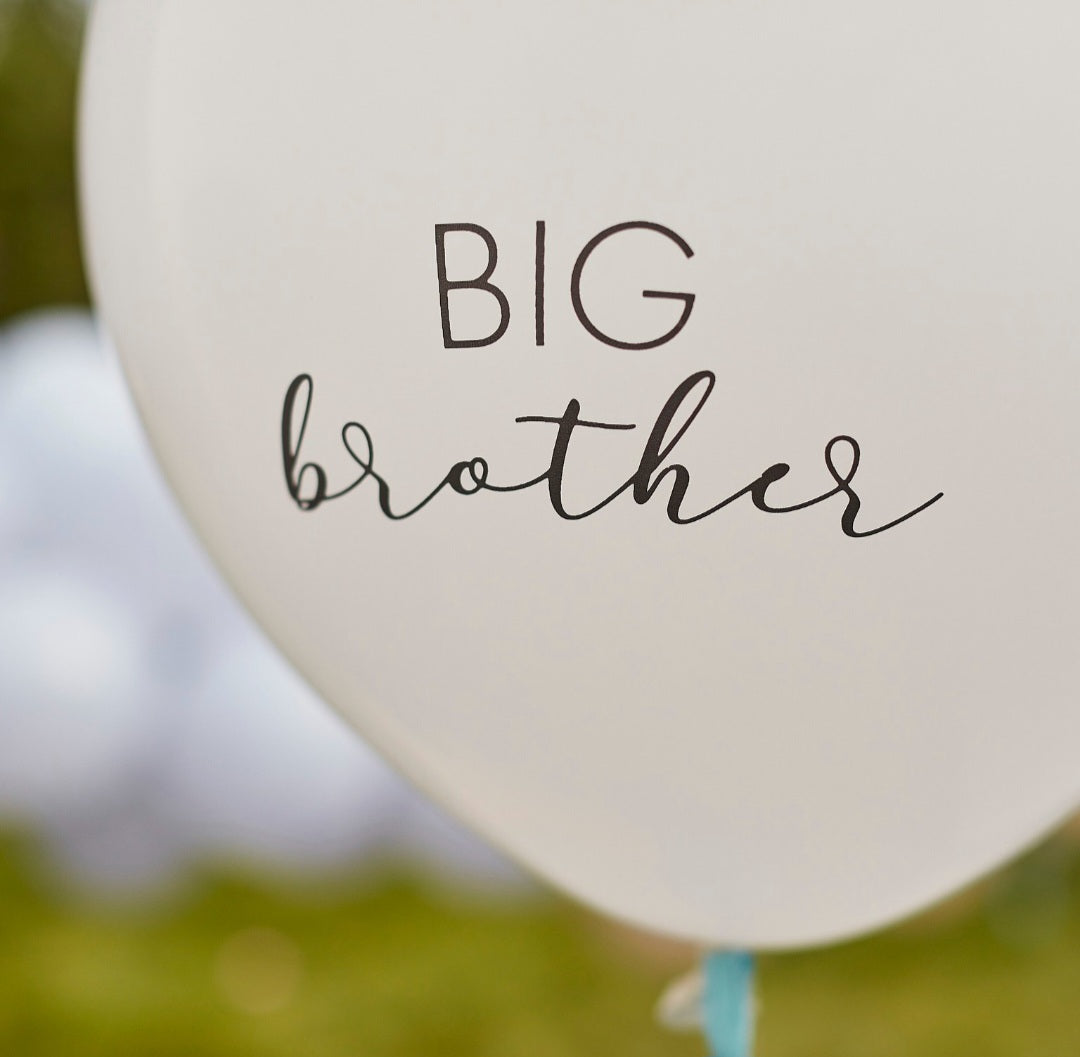 Big Brother Ballon mit blauen Quasten | Weiß | 18" | 45cm |
