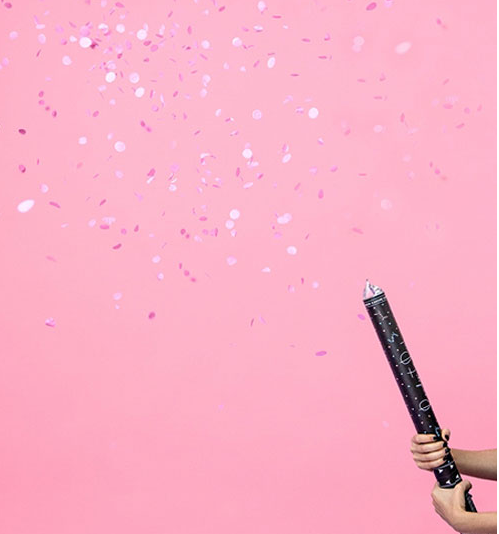 Konfettikanone 60cm | Rosa | Papierkonfetti rund