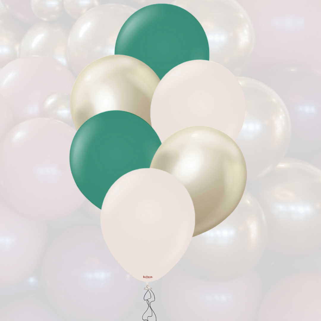 Ballon-Mix 12" | 30cm | Salbei-White Sand-Mirror Whitegold
