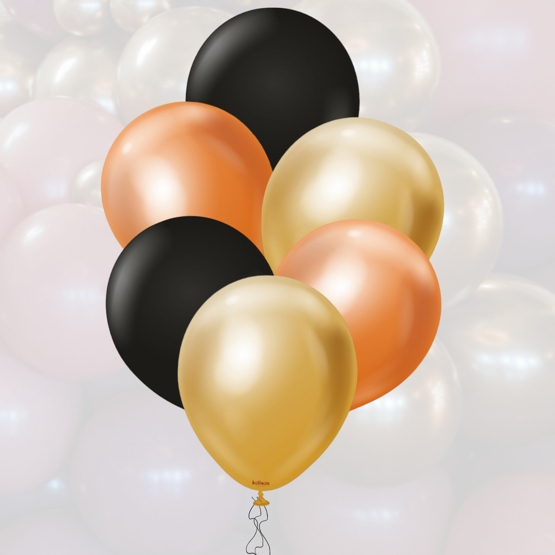 Ballon-Mix 12" | 30cm | Schwarz-Mirror Copper-Mirror Gold