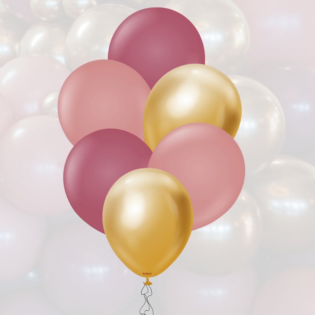 Ballon-Mix 12" | 30cm | Retro Wild Berry-Rosewood-Mirror Gold