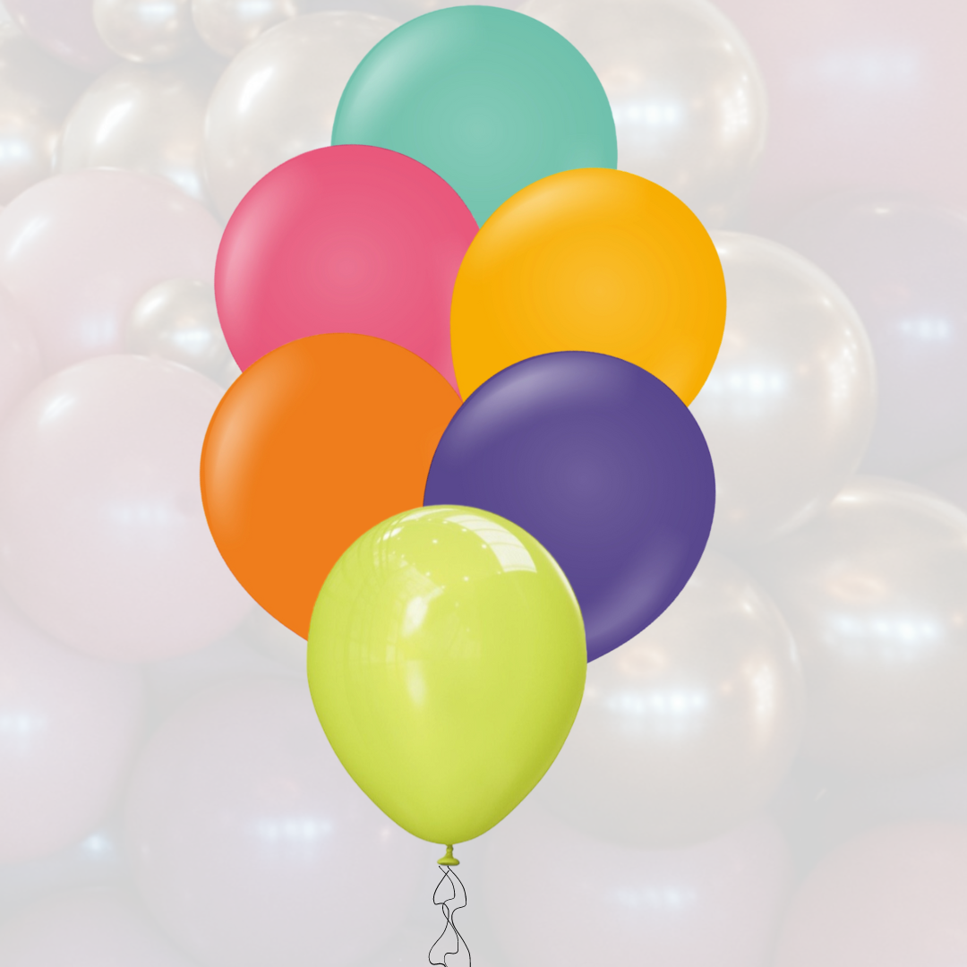 Ballon-Mix 12" | 30cm | Bunt: Sea Green-Fuchsia-Amber-Orange-Violett-Lime Green