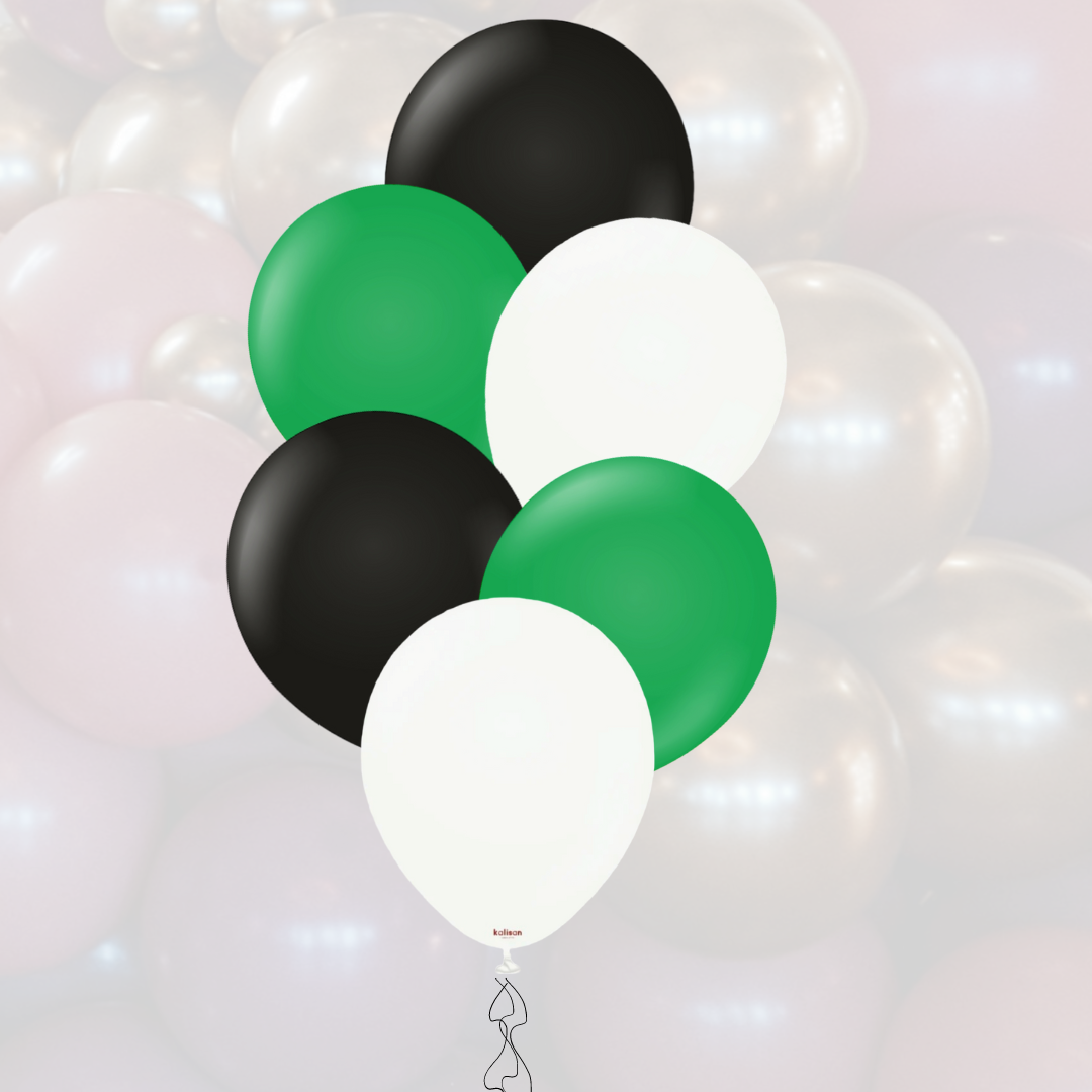 Ballon-Mix 12" | 30cm | Schwarz-Grün-Weiß