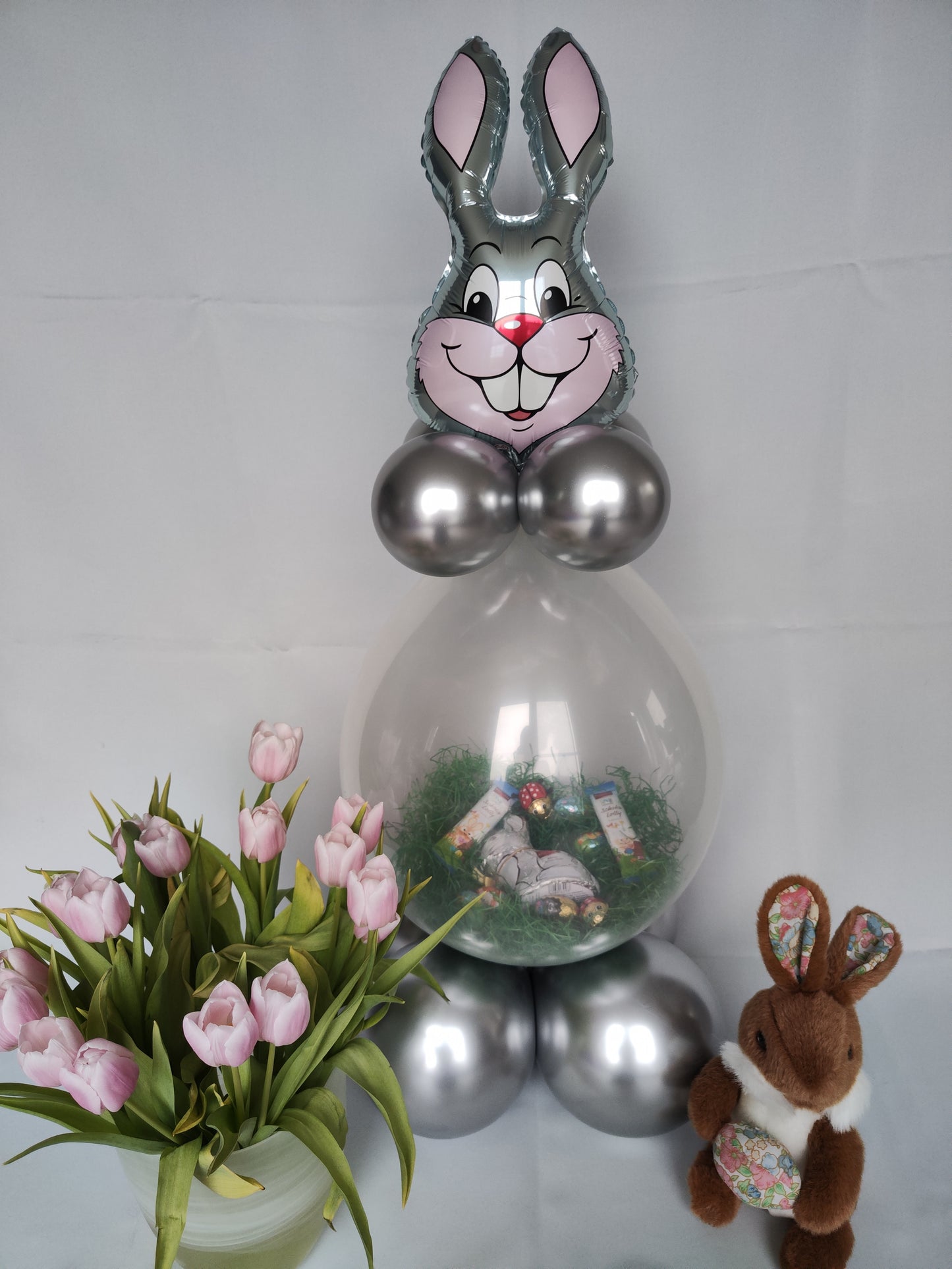 Osternest Geschenkballon | Hase Grau | ca. 46cm