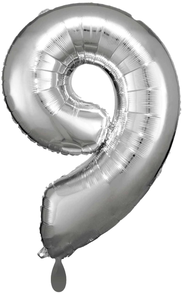 Zahlenballon 0-9 Silber glänzend | 86cm