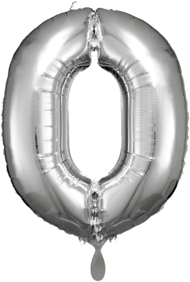 Zahlenballon 0-9 Silber glänzend | 86cm