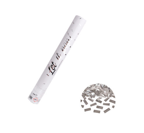 Konfettikanone 40cm | Silber | Folienkonfetti rechteckig