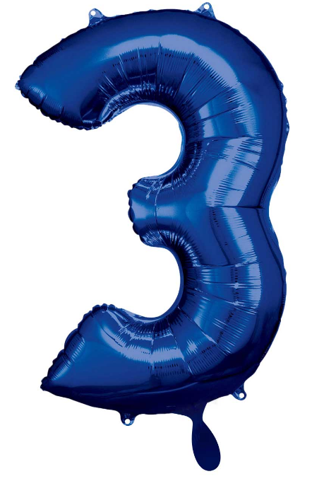 Zahlenballon 0-9 Blau glänzend | 86cm