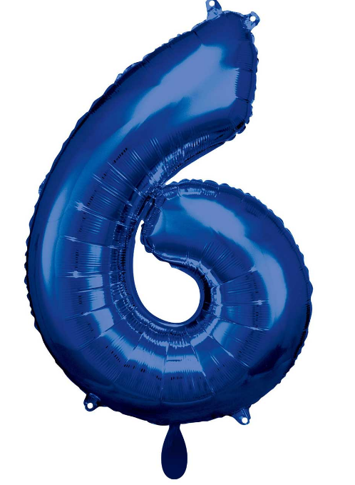 Zahlenballon 0-9 Blau glänzend | 86cm