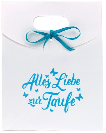 Geschenktüte | Alles Liebe zur Taufe Blau | 25cm x 19cm x 9cm