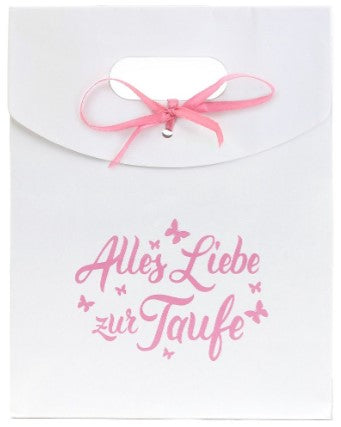 Geschenktüte | Alles Liebe zur Taufe Rosa | 25cm x 19cm x 9cm