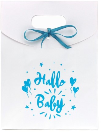 Geschenktüte | Hallo Baby Blau | 25cm x 19cm x 9cm